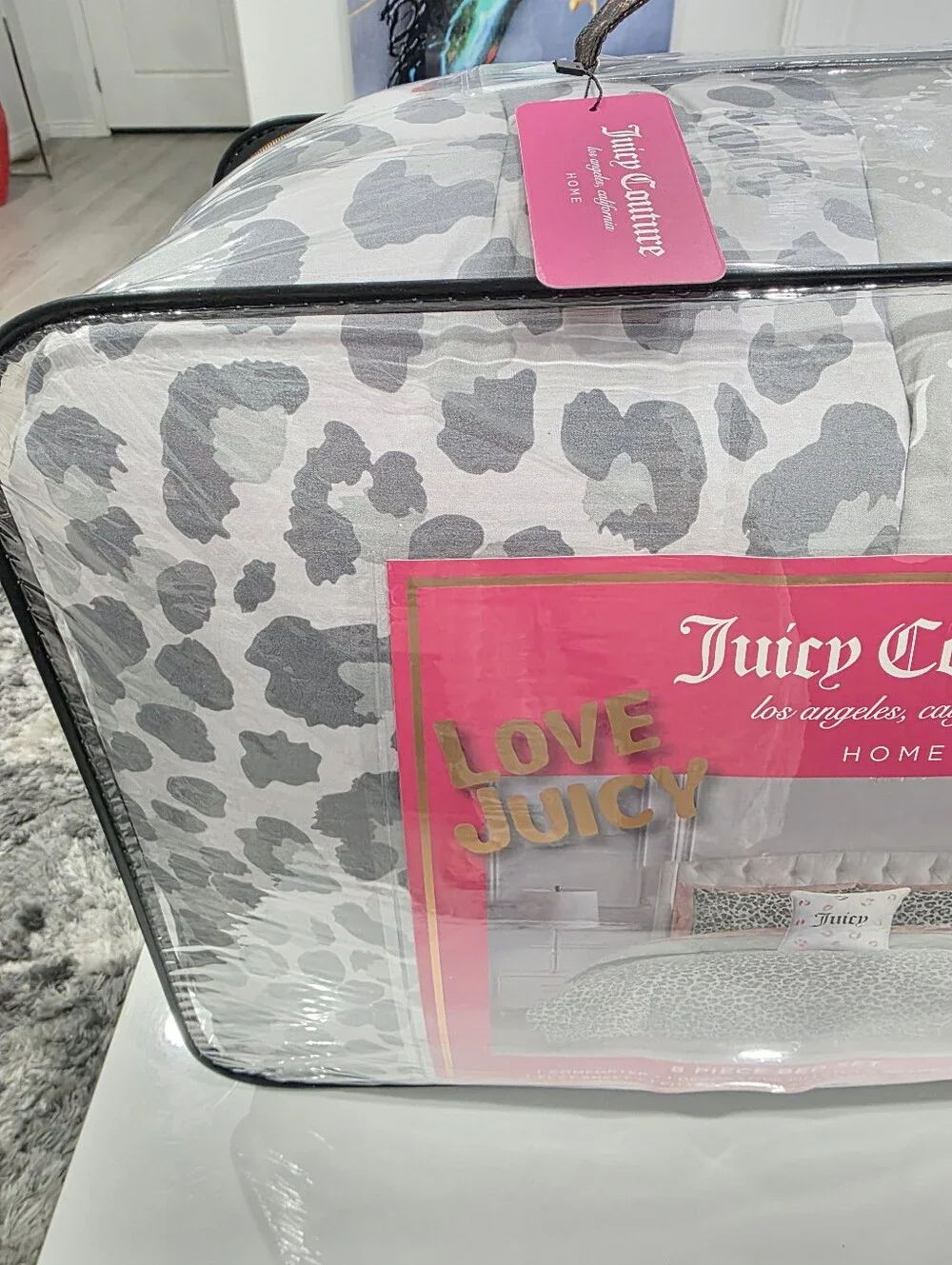 Juicy Couture QUEEN 8 Piece Leopard Gray Comforter Set Viral